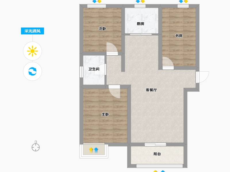 河北省-邢台市-滨河上智家园-70.37-户型库-采光通风