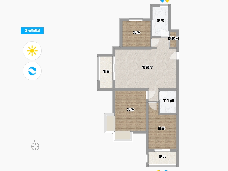 山西省-太原市-晨煜唐槐园-85.06-户型库-采光通风