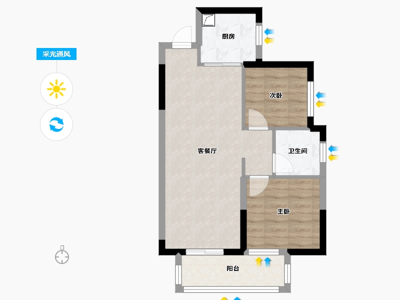 广西壮族自治区-南宁市-五象澜庭府小区-70.00-户型库-采光通风