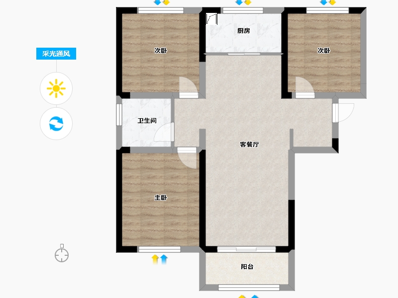 安徽省-合肥市-铁静苑-82.22-户型库-采光通风