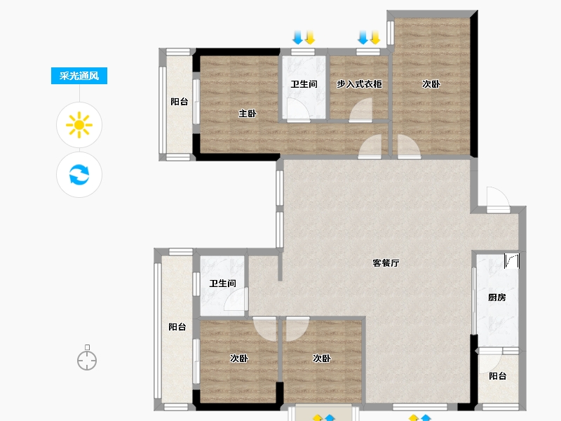 广西壮族自治区-南宁市-御水元筑-119.29-户型库-采光通风