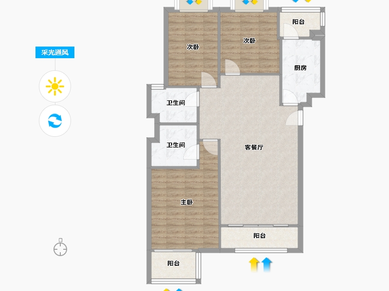 河北省-廊坊市-恒盛·阳光佳和-106.00-户型库-采光通风