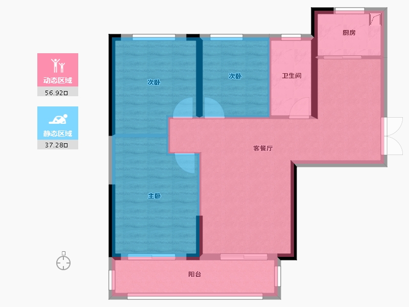 河南省-郑州市-鸿祥钰珑府-85.00-户型库-动静分区