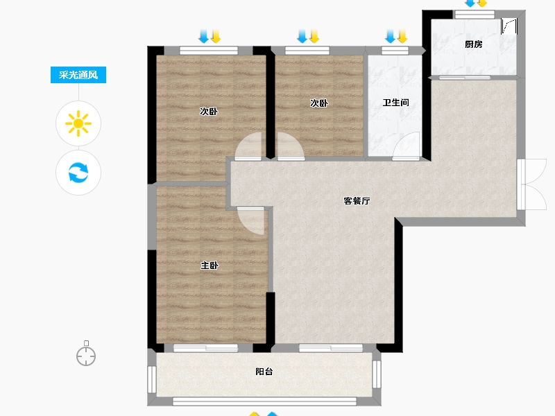 河南省-郑州市-鸿祥钰珑府-85.00-户型库-采光通风