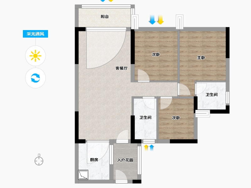 四川省-巴中市-恩阳碧桂园-73.95-户型库-采光通风