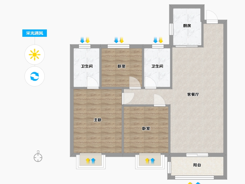 江苏省-无锡市-正大万物城-85.34-户型库-采光通风