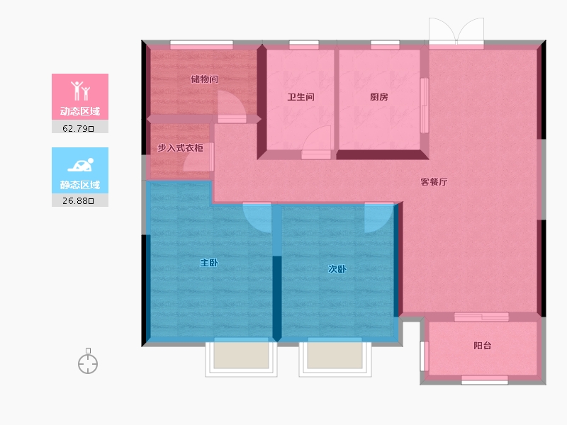 浙江省-宁波市-开投置业春江明月-80.00-户型库-动静分区