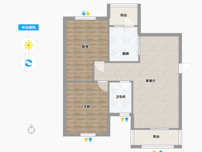 四川省-成都市-西湖半岛-70.95-户型库-采光通风