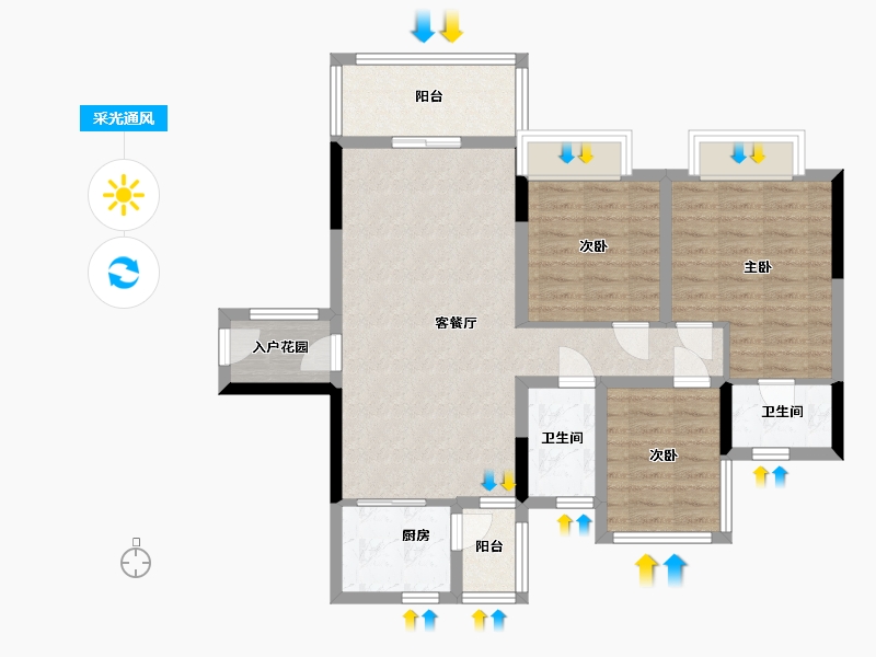 四川省-内江市-昌建·君悦府 -90.00-户型库-采光通风