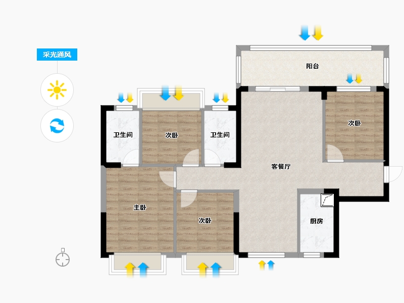 广西壮族自治区-南宁市-五象澜庭府小区-125.00-户型库-采光通风