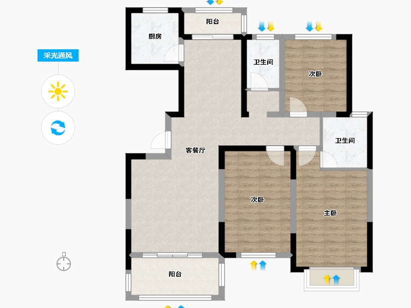 云南省-昆明市-学府家园-104.49-户型库-采光通风