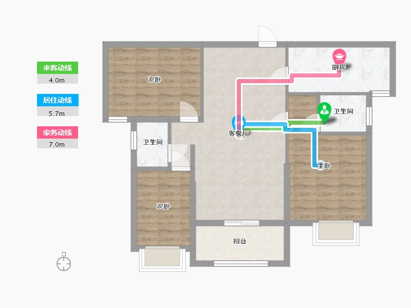 湖南省-长沙市-红建滨水铭城-88.64-户型库-动静线