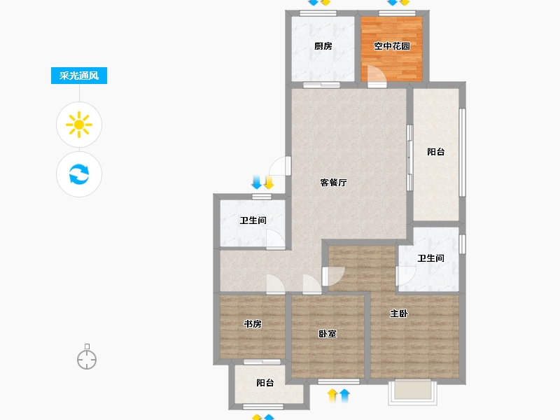 江苏省-苏州市-未来新城郡-112.00-户型库-采光通风