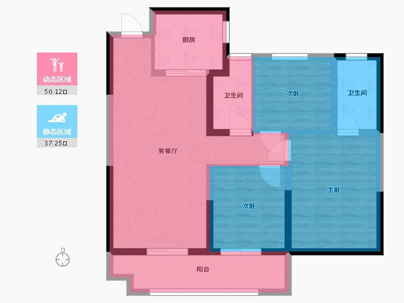 山东省-泰安市-盛世康园-89.00-户型库-动静分区