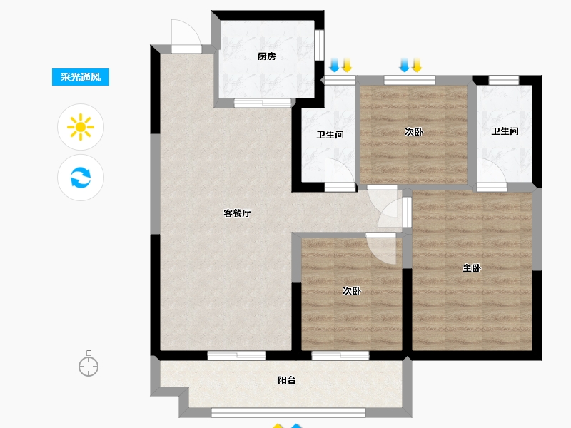 山东省-泰安市-盛世康园-89.00-户型库-采光通风