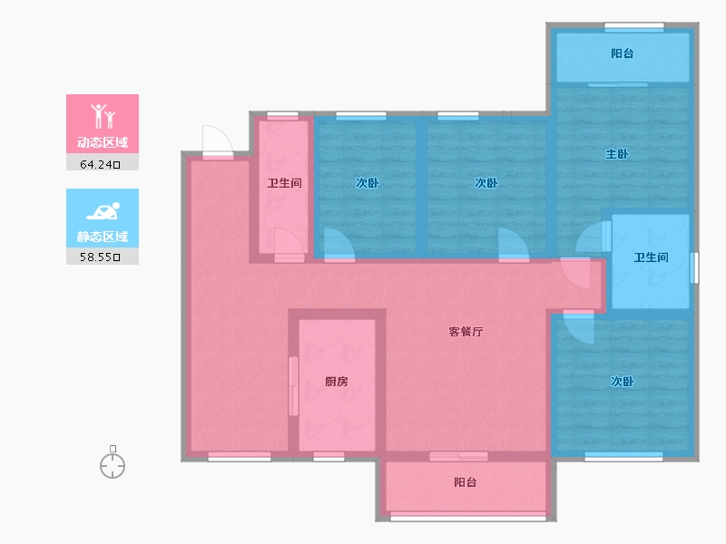 陕西省-咸阳市-清渭公馆-120.00-户型库-动静分区