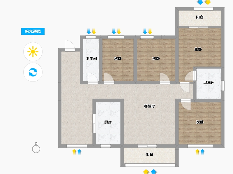 陕西省-咸阳市-清渭公馆-120.00-户型库-采光通风