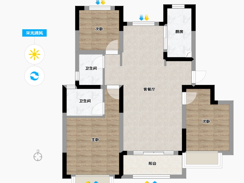 山东省-济南市-中国铁建花语拾光-89.80-户型库-采光通风