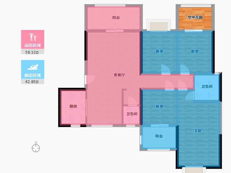 湖南省-湘潭市-锴鑫森林雅园-125.00-户型库-动静分区