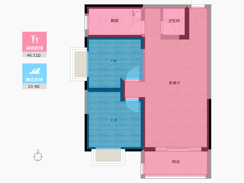 陕西省-西安市-华宇时间城-75.00-户型库-动静分区