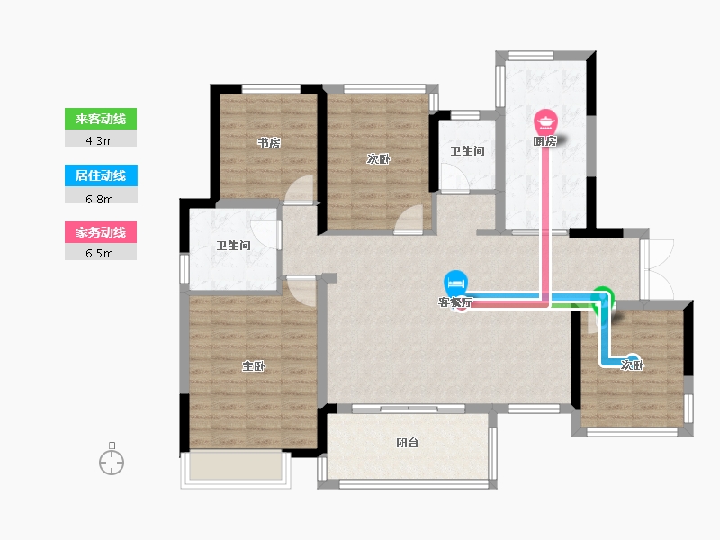 四川省-自贡市-绿地·新里城-108.00-户型库-动静线