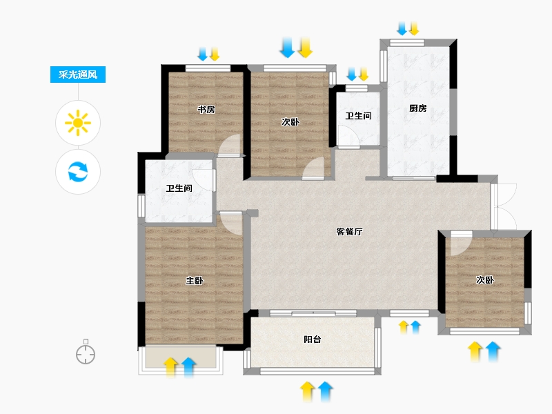 四川省-自贡市-绿地·新里城-108.00-户型库-采光通风