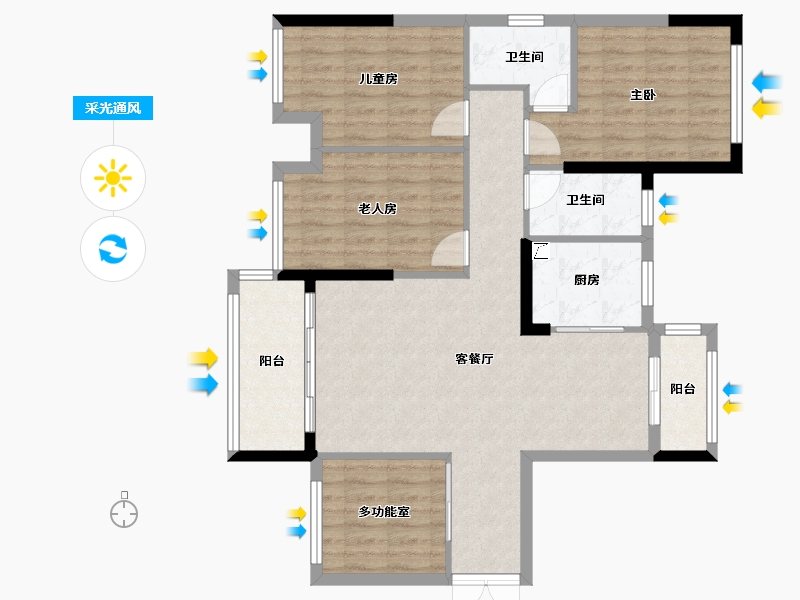 广东省-中山市-雅居乐·枫璟美地-95.00-户型库-采光通风