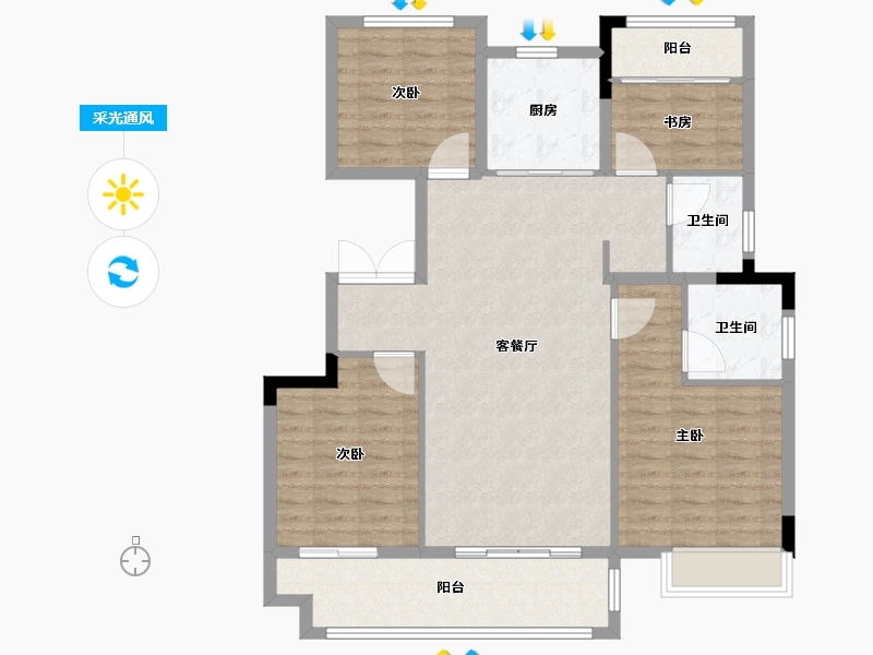 安徽省-宿州市-钟鑫-状元府-110.00-户型库-采光通风