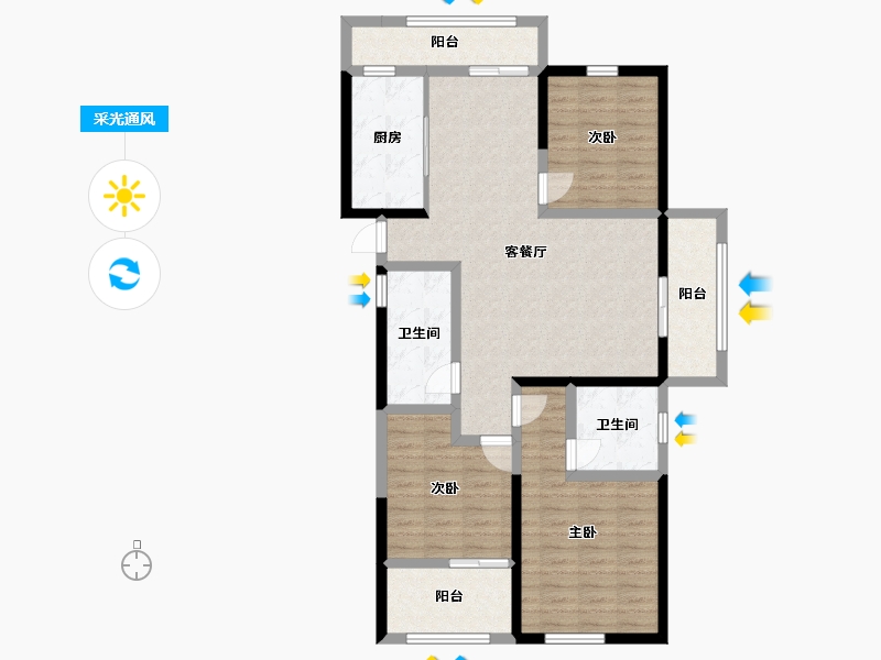 江西省-上饶市-望湖御景-100.83-户型库-采光通风