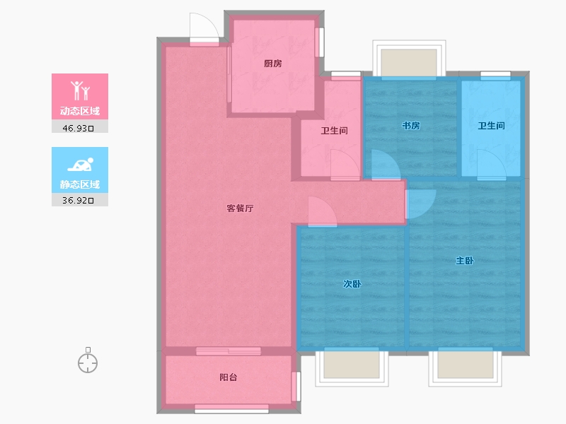 上海-上海市-建发·云锦湾-75.73-户型库-动静分区