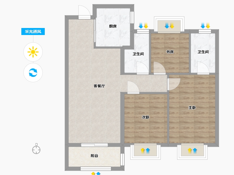 上海-上海市-建发·云锦湾-75.73-户型库-采光通风