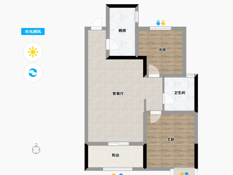 山东省-潍坊市-滨海弘润府-71.23-户型库-采光通风