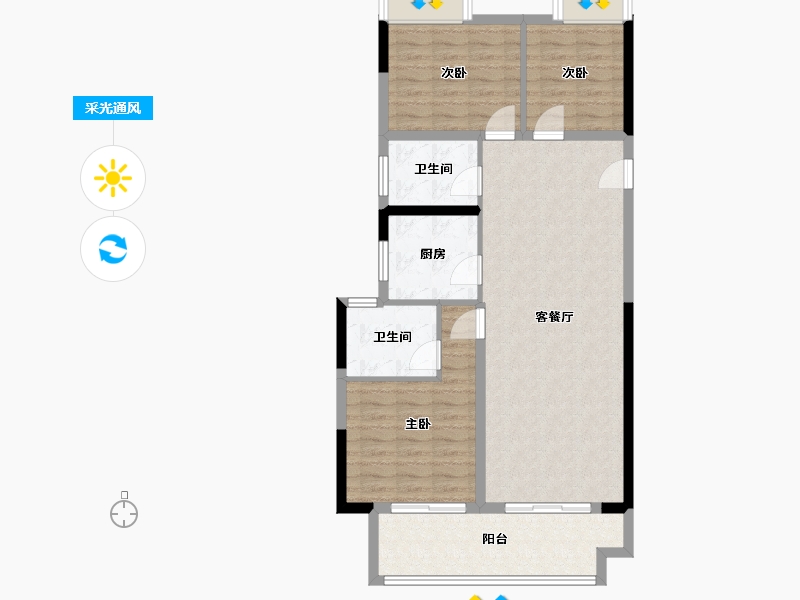 河南省-南阳市-金科中梁博翠东方-92.06-户型库-采光通风