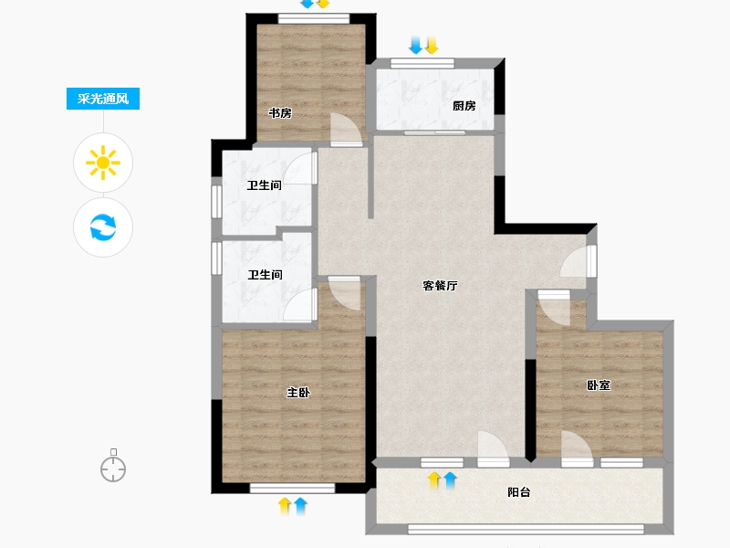 山东省-青岛市-影都壹号-88.79-户型库-采光通风