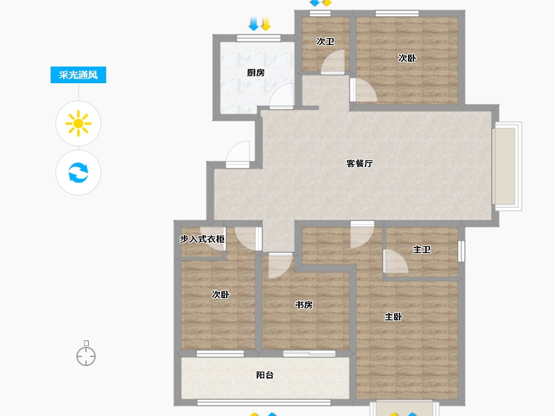 山东省-济宁市-睿湖印象-125.05-户型库-采光通风