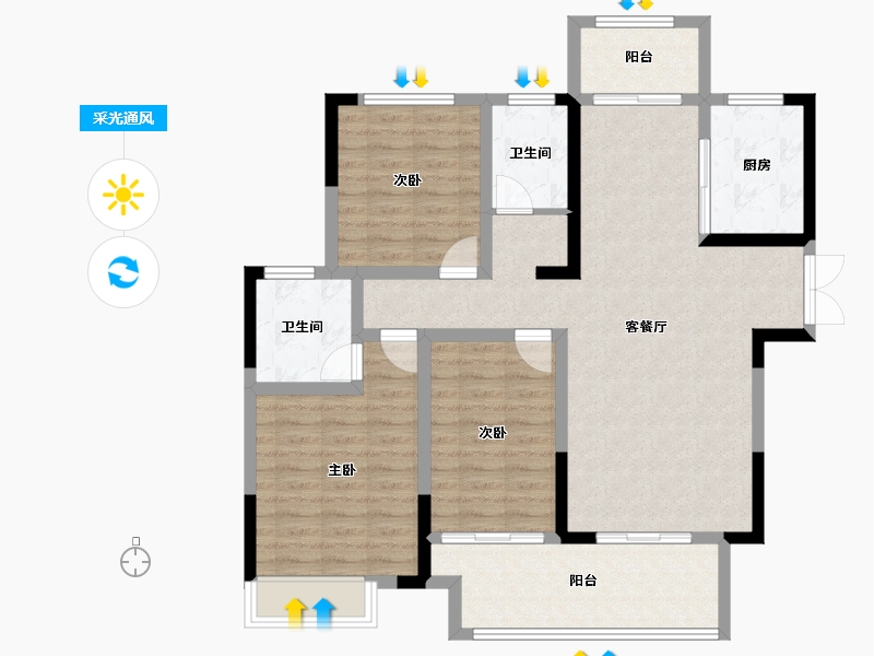 河南省-洛阳市-建业江山赋-104.00-户型库-采光通风