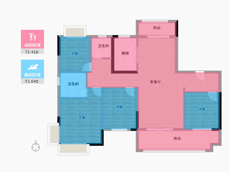 河南省-南阳市-一品金麟府-111.86-户型库-动静分区