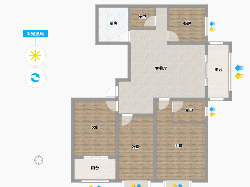 山东省-济宁市-睿湖印象-126.40-户型库-采光通风