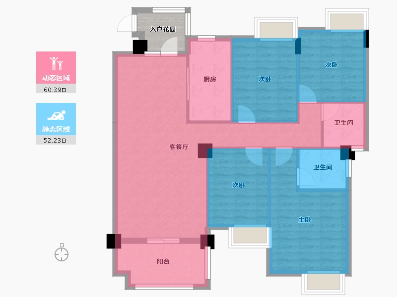 湖北省-黄石市-正泰华府-105.52-户型库-动静分区