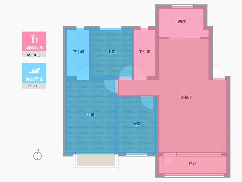 辽宁省-营口市-中天英伦名邸-77.03-户型库-动静分区