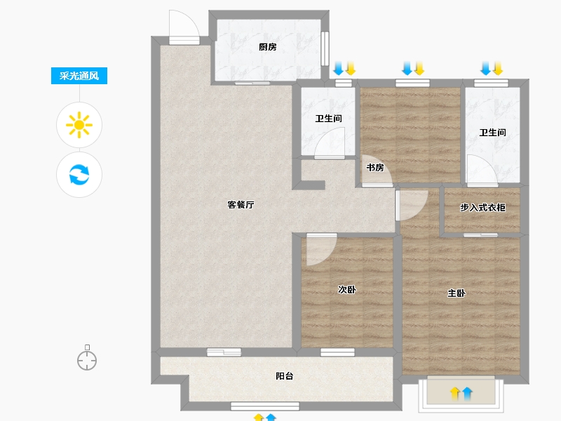 山东省-菏泽市-中北新都心-94.27-户型库-采光通风