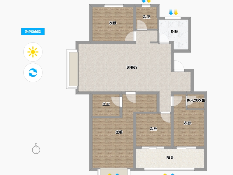 山东省-济宁市-睿湖印象-127.94-户型库-采光通风