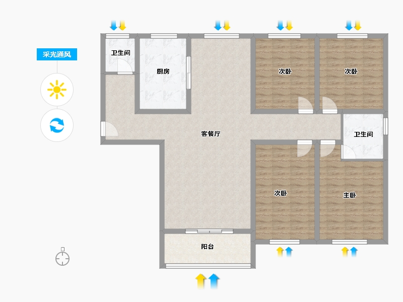 河南省-南阳市-和顺劝学里-135.16-户型库-采光通风