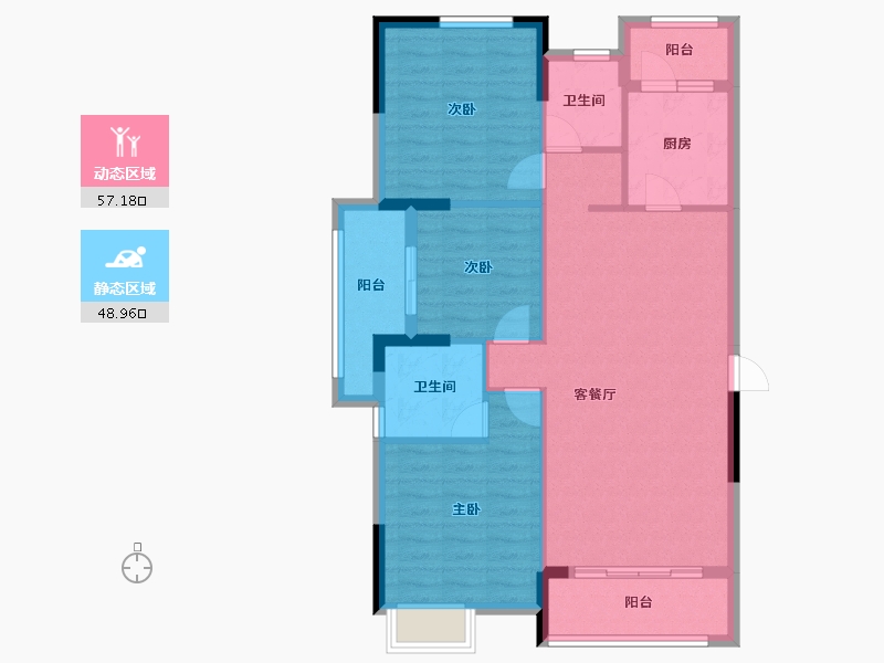 湖北省-黄石市-正泰华府-95.86-户型库-动静分区