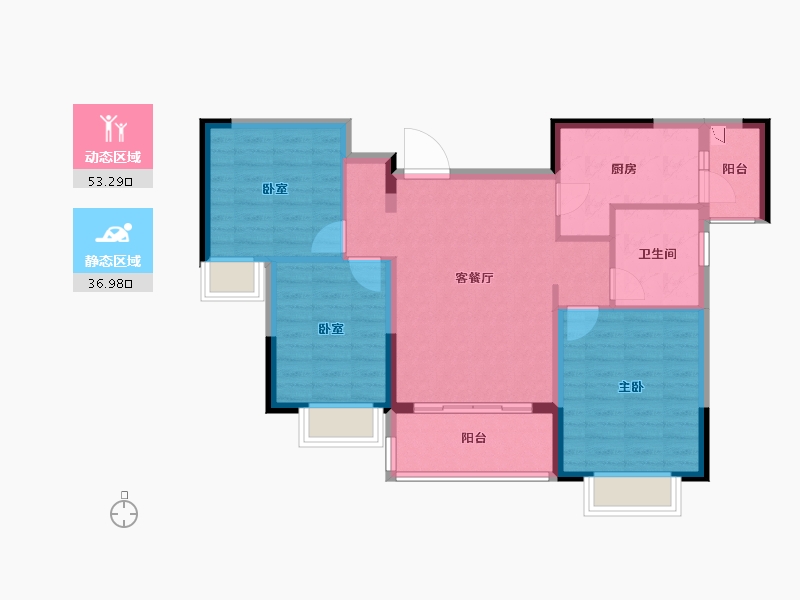 浙江省-湖州市-湖州恒大珺睿府-80.80-户型库-动静分区