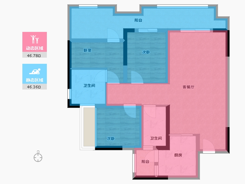 四川省-宜宾市-宜宾公园九里三期-81.84-户型库-动静分区