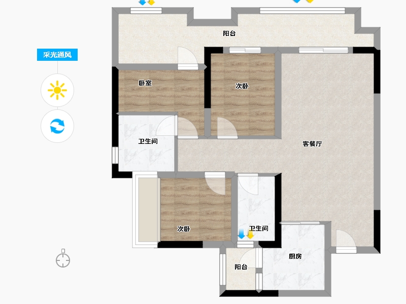 四川省-宜宾市-宜宾公园九里三期-81.84-户型库-采光通风