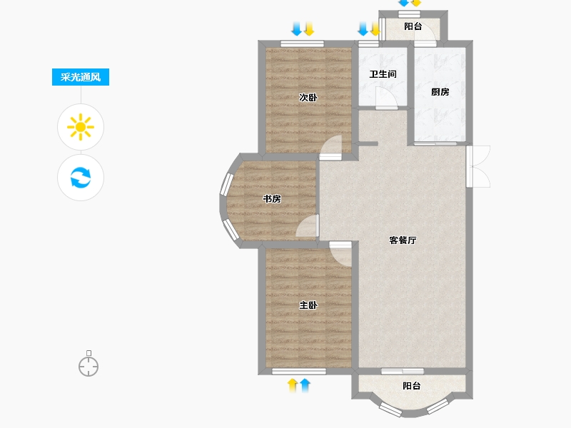 黑龙江省-齐齐哈尔市-中冶滨江半岛-85.67-户型库-采光通风