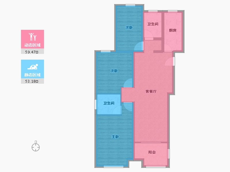 山东省-菏泽市-中北新都心-100.96-户型库-动静分区