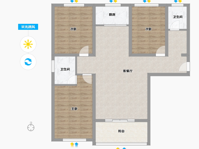 河南省-南阳市-和顺劝学里-100.86-户型库-采光通风